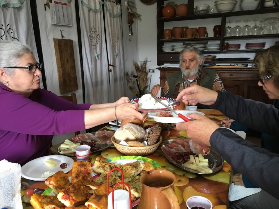 Eating in a local home in Sardinia